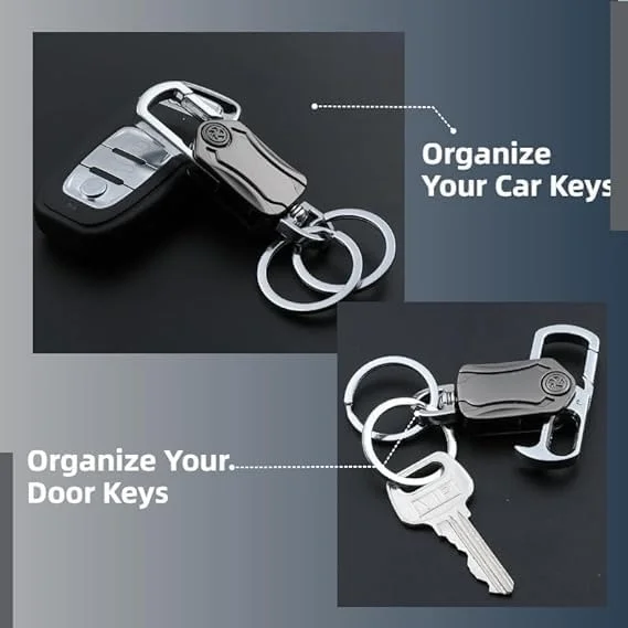Multifunction Keychain 5-in-1 | Heavy Duty Dual Ring Metal Key Chain with Cutter, Bottle Opener, Mobile Holder, 360° Spinner, Car & Bike Carabiner Keyring image 5