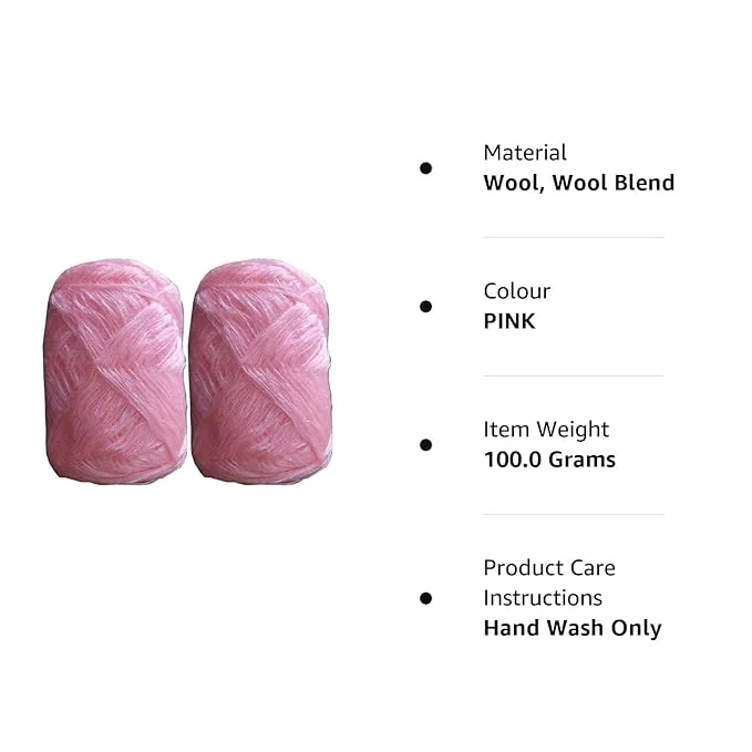 3 Ply Knitting Wool Yarn |100 gm Each| Pack of 8 | Soft Pink Wool for Knitting and Crochet| Handmade Crafts image 2