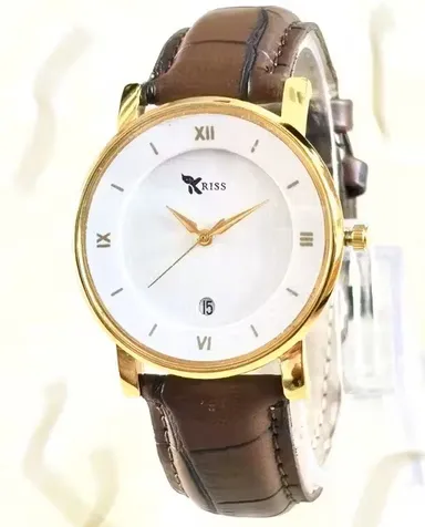 White Dial Analog Watch for Men | Brown Leather Strap |  Formal & Casual Wear thumbnail 0