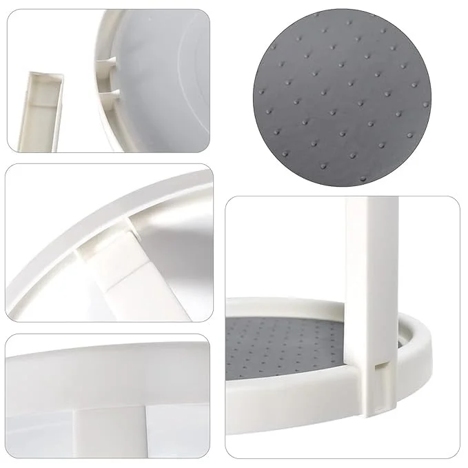 2 Tier Turntable Cabinet Organizer | 10 Inch Rotating Non Skid Spice Rack for Pantry | Kitchen Countertop & Vanity Display | 360° Rotating Storage Stand image 3
