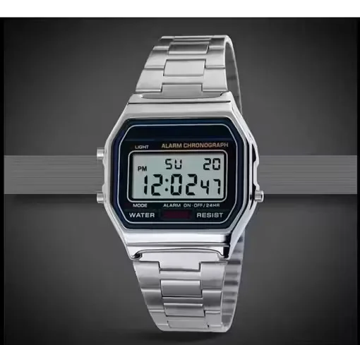 Vintage Stainless Steel Chain Digital Sports Watch | Retro Men’s Digital Watch | Boys’ Sports Watch | Classic Stainless Steel Digital Watch image 1