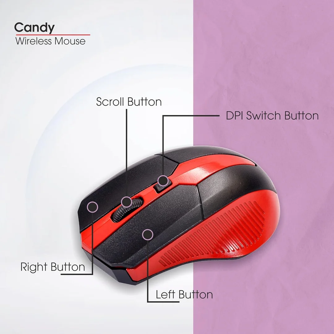 Zebion | Wireless Mouse Candy | 4G Nano Receiver | Smooth Gliding, 8G Acceleration Sensor, Automatic Sleep Mode | Windows Compatible image 2