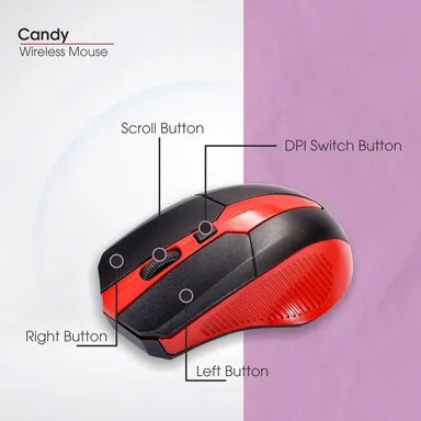 Zebion | Wireless Mouse Candy | 4G Nano Receiver | Smooth Gliding, 8G Acceleration Sensor, Automatic Sleep Mode | Windows Compatible thumbnail 1