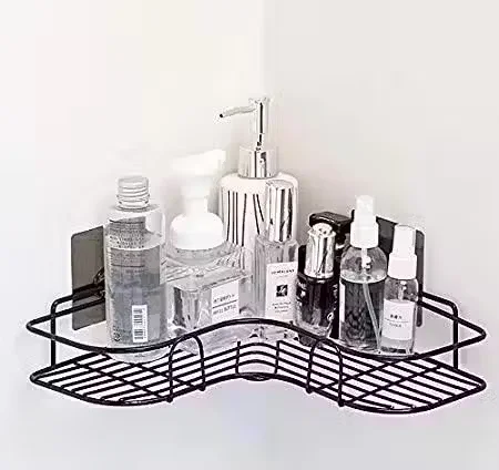 Plantex Self‑Adhesive Soap Rack Combo Pack | Stainless Single‑Layer Black Powder‑Coated Corner Shelf | Hair Brush & Ice Roller & Travel Soap image 3