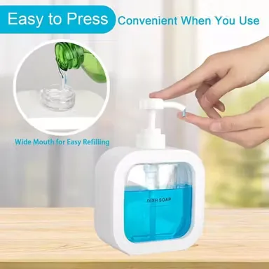 Hand Soap Dispenser | Plastic Pump Dish & Hand Soap Dispenser 1 L | White | Modern Bathroom & Kitchen Use thumbnail 2
