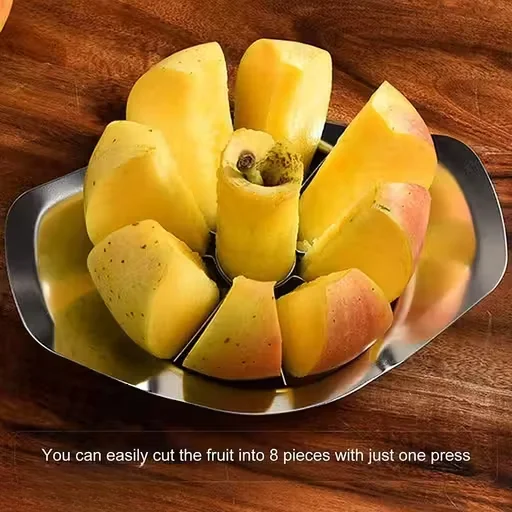 Stainless Steel Apple Slicer 8 Blade | Ultra-Sharp Fruit Cutter| Pitter & Wedger| Safe Kitchen Apple Divider| Silver 1Piece image 1