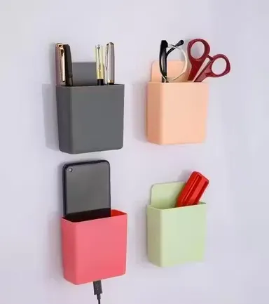  Wall Mounted Storage Box | Mobile Organizer Stand | Door Mounted Remote Control & Toothbrush Holder | Multicolour