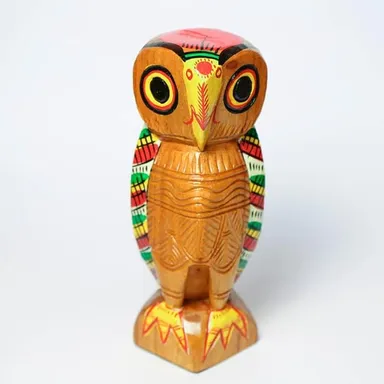 Handmade Wooden Owl Couple Showpiece Set | 6 Inch Owls Figurines | Decorative Wooden Craft for Home Décor | Gift Item thumbnail 1