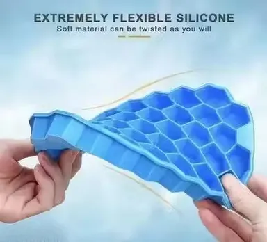 Silicone Ice Cube Tray 2 Pack | Flexible Honeycomb Mould | 74 Cubes | Easy Release & Reusable | Blue | Perfect for Drinks & Cocktails thumbnail 3