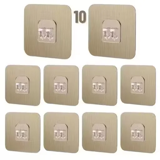 Adhesive Shower Hooks Pack Of 10 | Self Adhesive Wall Mount Corner Shelf | Waterproof Bathroom & Kitchen Wall Hooks | Transparent, Durable, Easy Install image 2