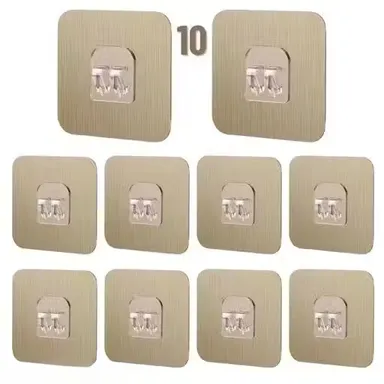 Adhesive Shower Hooks Pack Of 10  | Self Adhesive Wall Mount Corner Shelf | Waterproof Bathroom & Kitchen Wall Hooks | Transparent, Durable, Easy Install thumbnail 1