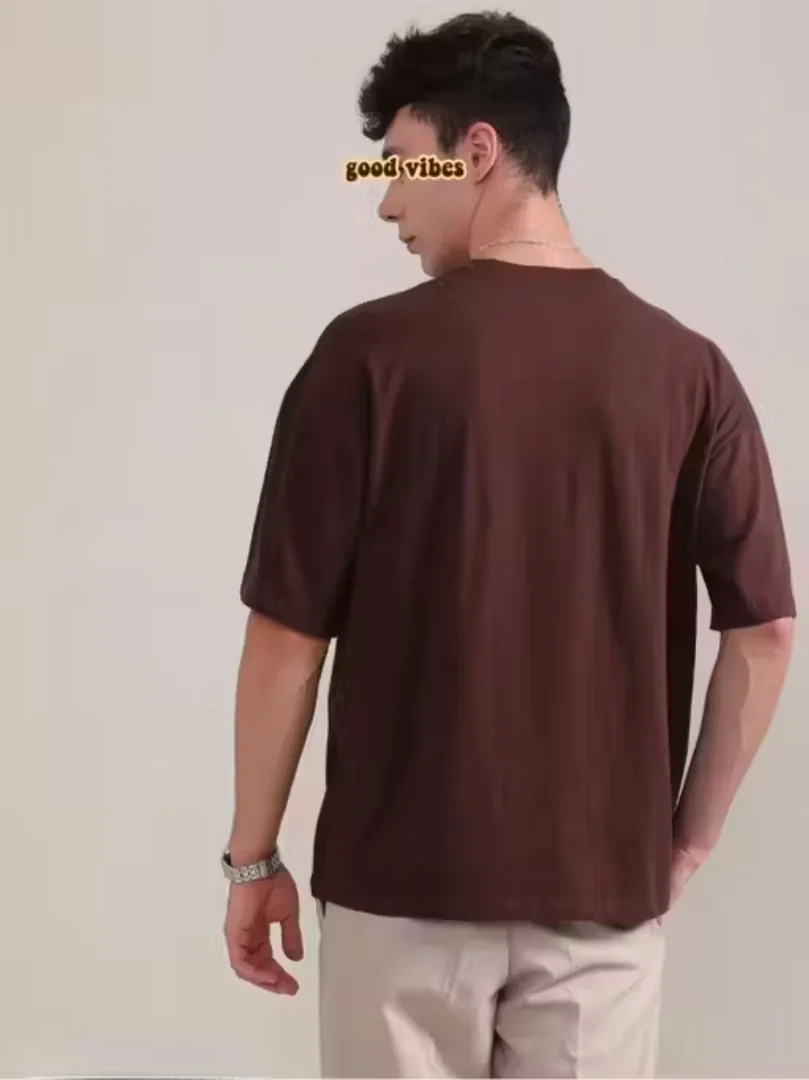 Brown Oversized T-Shirt | Relaxed Fit Comfortable Cotton | Trendy Party Tee, Summer Casual Wear image 4
