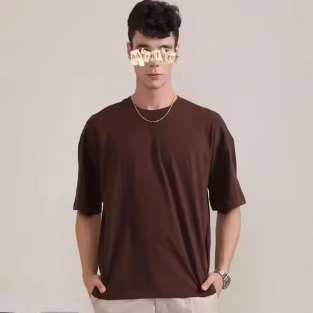 Brown Oversized T-Shirt | Relaxed Fit Comfortable Cotton | Trendy Party Tee, Summer Casual Wear image 1