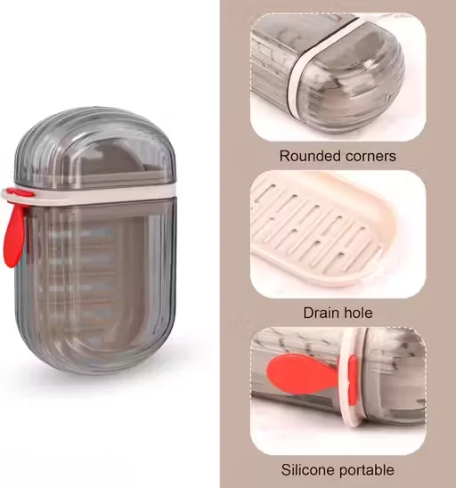 Generic Travel Soap Box | Leakproof Waterproof Portable Soap Dish for Camping Outdoor Use | Transparent ABS Plastic | Drainage System | 10 cm image 4