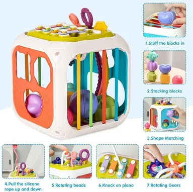Baby Toddler Activity Cube 7-in-1 Interactive Educational Toy with Musical Phone & Early Learning Games thumbnail 1