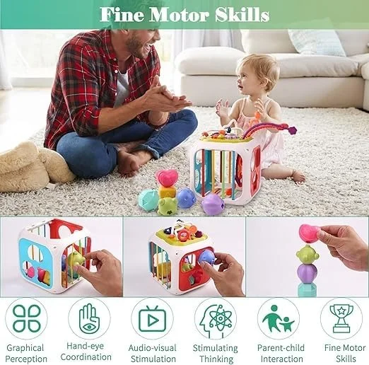 Baby Toddler Activity Cube 7-in-1 Interactive Educational Toy with Musical Phone & Early Learning Games image 4