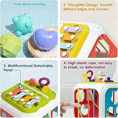 Baby Toddler Activity Cube 7-in-1 Interactive Educational Toy with Musical Phone & Early Learning Games thumbnail 4