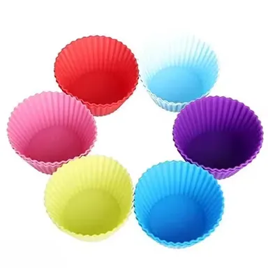 Silicone Muffin Cup Moulds | BPA Free | Reusable Baking Cups | 12 Pieces Assorted Colours | Dishwasher Safe thumbnail 1