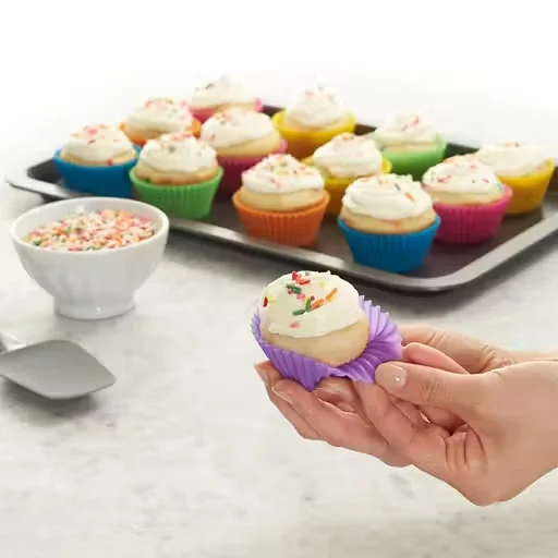 Silicone Muffin Cup Moulds | BPA Free | Reusable Baking Cups | 12 Pieces Assorted Colours | Dishwasher Safe image 3