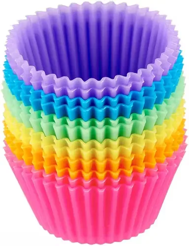 Silicone Muffin Cup Moulds | BPA Free | Reusable Baking Cups | 12 Pieces Assorted Colours | Dishwasher Safe thumbnail 0