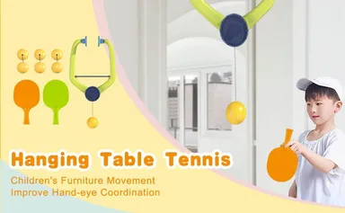 Hanging Table Tennis Trainer Toys for Kids & Adults | Rebound Rackets and Balls Base Training Practice Set | Indoor & Outdoor Game thumbnail 1