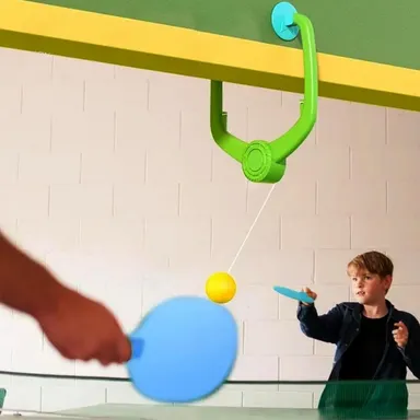 Hanging Table Tennis Trainer Toys for Kids & Adults | Rebound Rackets and Balls Base Training Practice Set | Indoor & Outdoor Game thumbnail 2