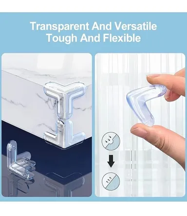 T-Shape Baby Safety Corner Protector | Transparent Edge Guard, Childproof Anti-Collision Cushion for Table Corners | Pack of 8 Soft Silicone Guards thumbnail 3
