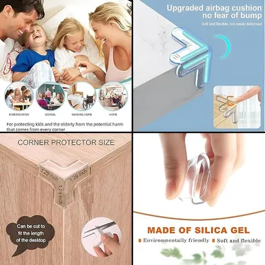 T-Shape Baby Safety Corner Protector | Transparent Edge Guard, Childproof Anti-Collision Cushion for Table Corners | Pack of 8 Soft Silicone Guards thumbnail 4