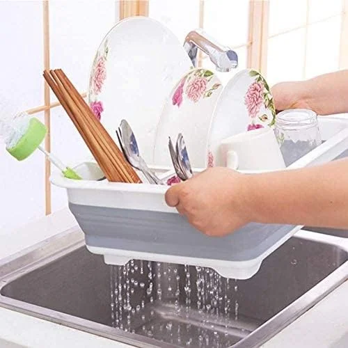 Dish Rack Basket | Portable Dish Drying Rack for Kitchen Counter | Over Sink Dinnerware Organizer & Dish Drainer | Space-Saving| Durable Design image 3