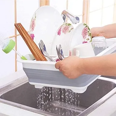 Dish Rack Basket | Portable Dish Drying Rack for Kitchen Counter | Over Sink Dinnerware Organizer & Dish Drainer | Space-Saving| Durable Design thumbnail 2