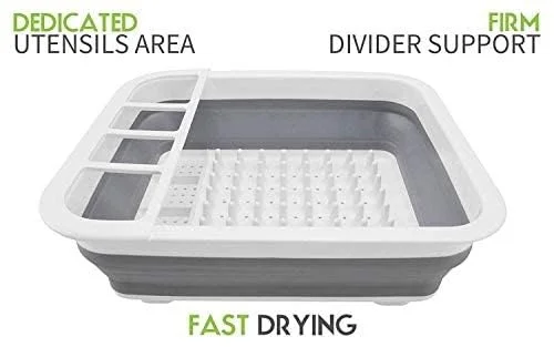 Dish Rack Basket | Portable Dish Drying Rack for Kitchen Counter | Over Sink Dinnerware Organizer & Dish Drainer | Space-Saving| Durable Design image 2