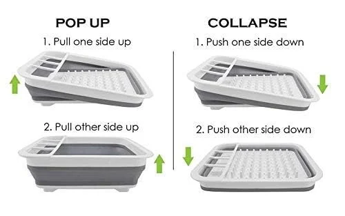 Dish Rack Basket | Portable Dish Drying Rack for Kitchen Counter | Over Sink Dinnerware Organizer & Dish Drainer | Space-Saving| Durable Design image 5
