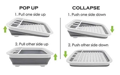 Dish Rack Basket | Portable Dish Drying Rack for Kitchen Counter | Over Sink Dinnerware Organizer & Dish Drainer | Space-Saving| Durable Design thumbnail 4