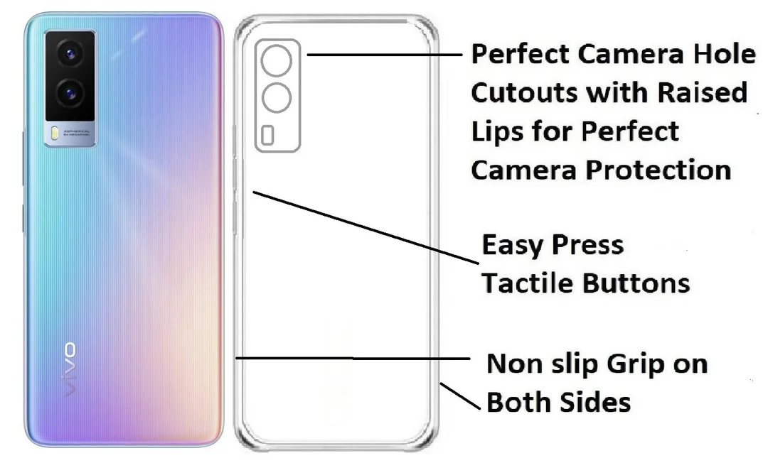 Soft Silicon Clear Case Vivo V21e 5G | Scratch Resistant | Camera Protection | Slim Bumper Cover image 2