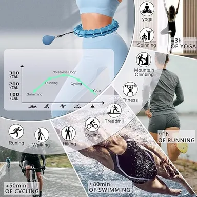 Smart Hula Ring Hoops | Weighted 24-Section Detachable Fitness Ring with 360° Auto-Spinning Ball | Exercise & Gymnastics Hula Hoop for Women| Men & Kids | Purple thumbnail 5