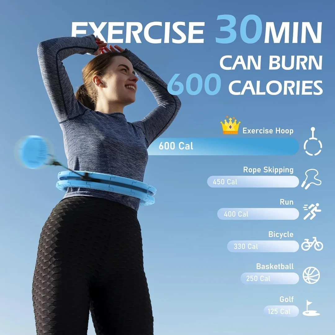 Smart Hula Ring Hoops | Weighted 24-Section Detachable Fitness Ring with 360° Auto-Spinning Ball | Exercise & Gymnastics Hula Hoop for Women| Men & Kids | Purple image 9