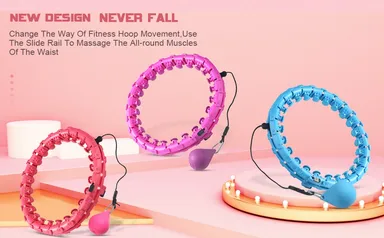 Smart Hula Ring Hoops | Weighted 24-Section Detachable Fitness Ring with 360° Auto-Spinning Ball | Exercise & Gymnastics Hula Hoop for Women| Men & Kids | Purple thumbnail 9