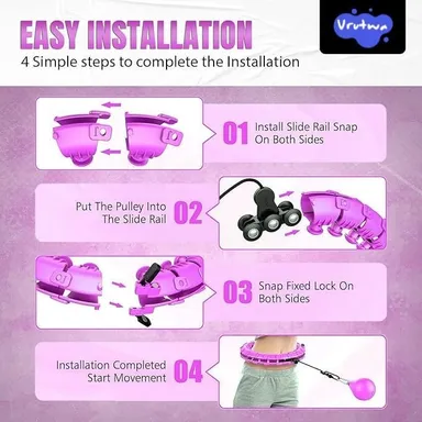 Smart Hula Ring Hoops | Weighted 24-Section Detachable Fitness Ring with 360° Auto-Spinning Ball | Exercise & Gymnastics Hula Hoop for Women| Men & Kids | Purple thumbnail 2