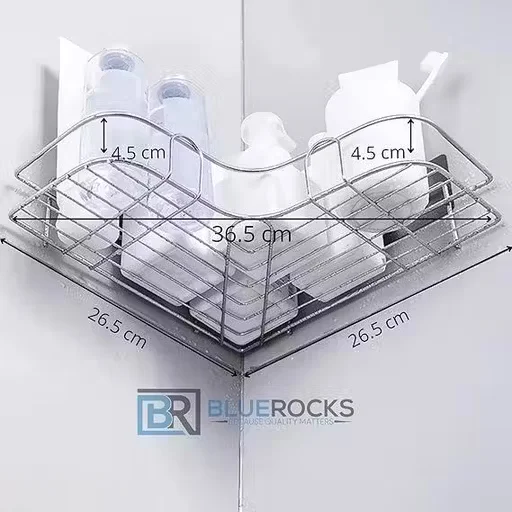 Self-Adhesive Metal Bathroom Corner Rack Storage Shelves | Stainless Steel | Waterproof & Rustproof | Triangle Design | Pack of 1 image 4