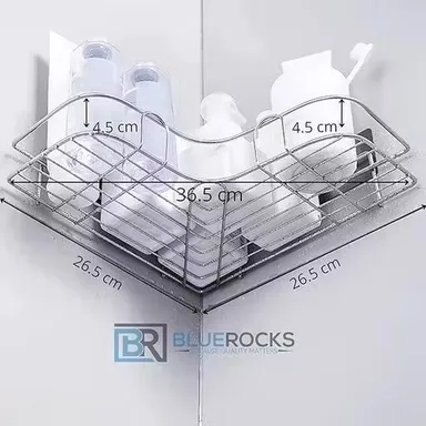 Self-Adhesive Metal Bathroom Corner Rack Storage Shelves | Stainless Steel | Waterproof & Rustproof | Triangle Design | Pack of 1 thumbnail 3