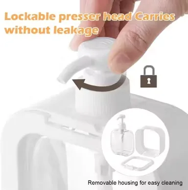 OneCocoa Modern Plastic Soap Dispenser 2 Pc Set | Small White Pump Dispensers with Labels | Compact Kitchen & Bathroom Countertop Use thumbnail 1