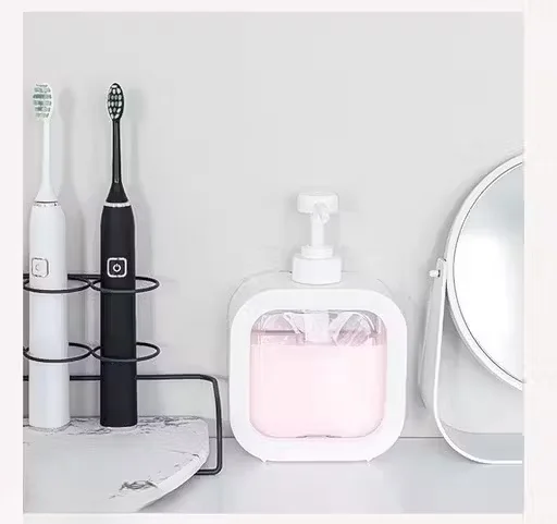 OneCocoa Modern Plastic Soap Dispenser 2 Pc Set | Small White Pump Dispensers with Labels | Compact Kitchen & Bathroom Countertop Use image 3