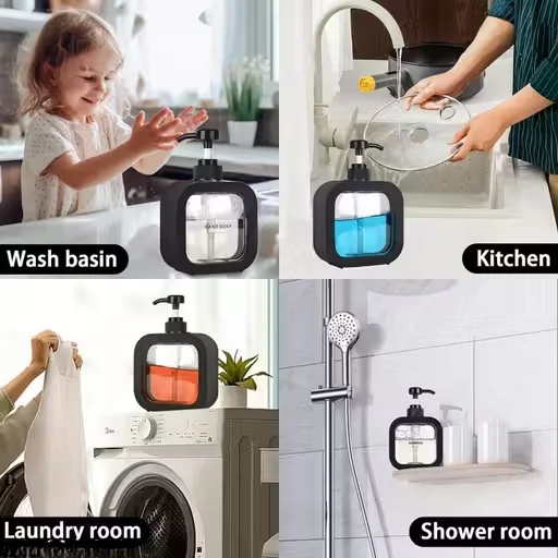 OneCocoa Modern Plastic Soap Dispenser 2 Pc Set | Small White Pump Dispensers with Labels | Compact Kitchen & Bathroom Countertop Use image 4
