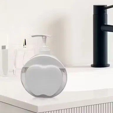 Apple‑Shaped Plastic Soap & Hand Sanitizer Dispenser 1L | Freestanding ABS Hand wash Bottle | White | Leak Proof Shower Gel Pump for Bathroom & Kitchen