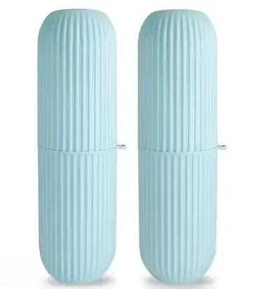 Capsule Shape Travel Toothbrush Case Holder| Portable Plastic Toothbrush Storage| Pack of 2 thumbnail 0