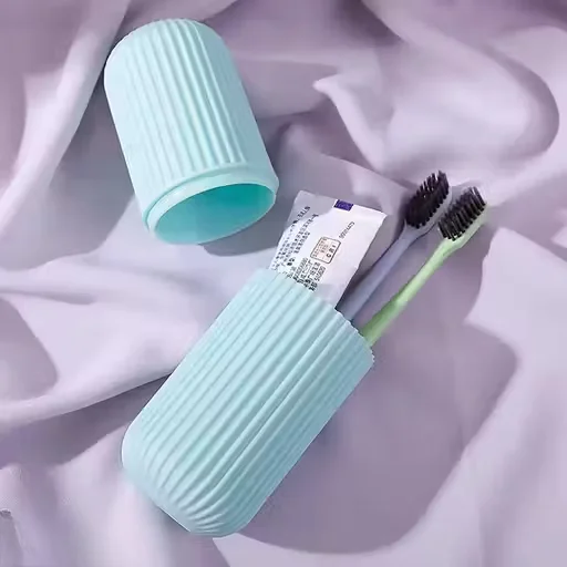 Capsule Shape Travel Toothbrush Case Holder| Portable Plastic Toothbrush Storage| Pack of 2 image 2