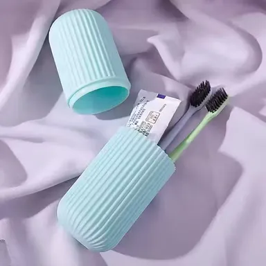 Capsule Shape Travel Toothbrush Case Holder| Portable Plastic Toothbrush Storage| Pack of 2 thumbnail 1