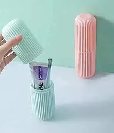 Capsule Shape Travel Toothbrush Case Holder| Portable Plastic Toothbrush Storage| Pack of 2 thumbnail 3