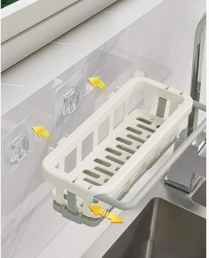 Two Tone Hanging Drain Rack | Retractable Kitchen & Bathroom Storage Organizer – Durable Drying Basket image 4