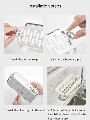 Two Tone Hanging Drain Rack | Retractable Kitchen & Bathroom Storage Organizer – Durable Drying Basket thumbnail 4